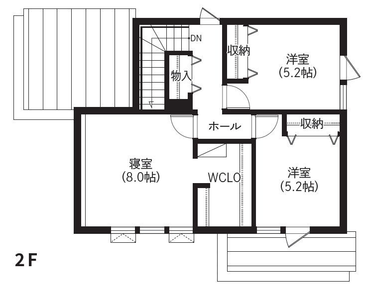 末広４-2Bモデルの間取り2F